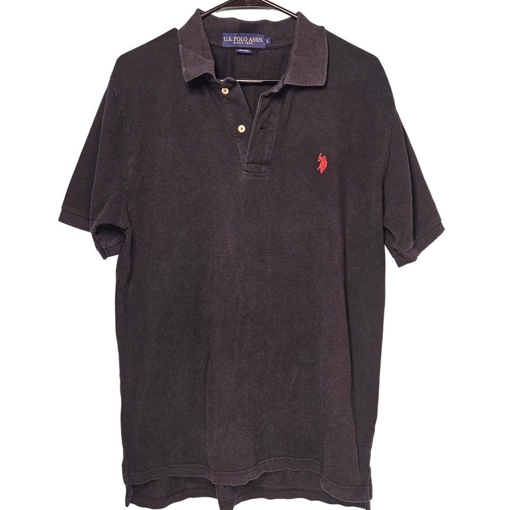 US‎ Polo Assn Mens Black Short Sleeve Polo Shirt L